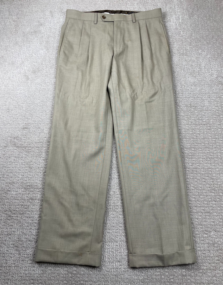 Lauren Ralph Lauren Pants Mens 32x30 Brown Pleated Front Cuffed Straight Leg