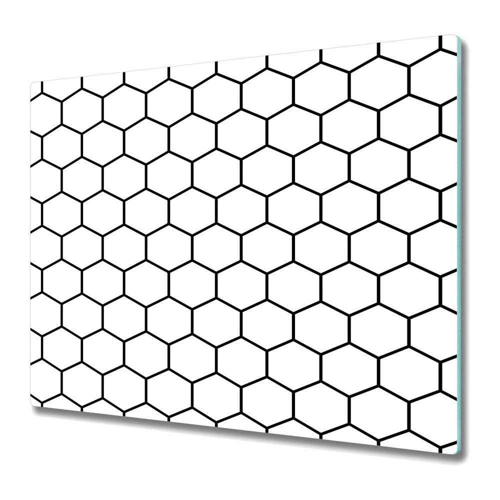 Glass Chopping Board Utensil Board Honeycomb Geometric Hexagon Black and White