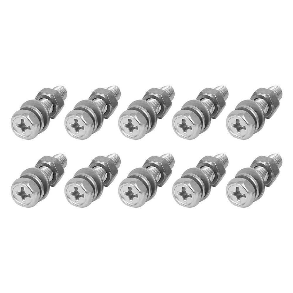 10Set M5x20mm Hex Head Fully Threaded Screw Bolt Nut with Flat and Lock Washers