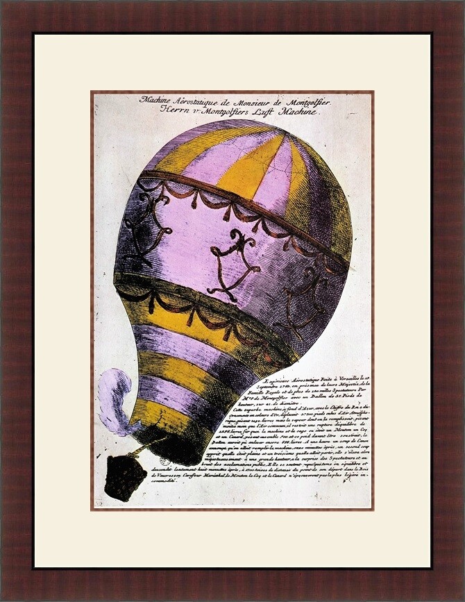 Montgolfier's (Hot Air Balloon) Aviation Art  Custom Framed Print