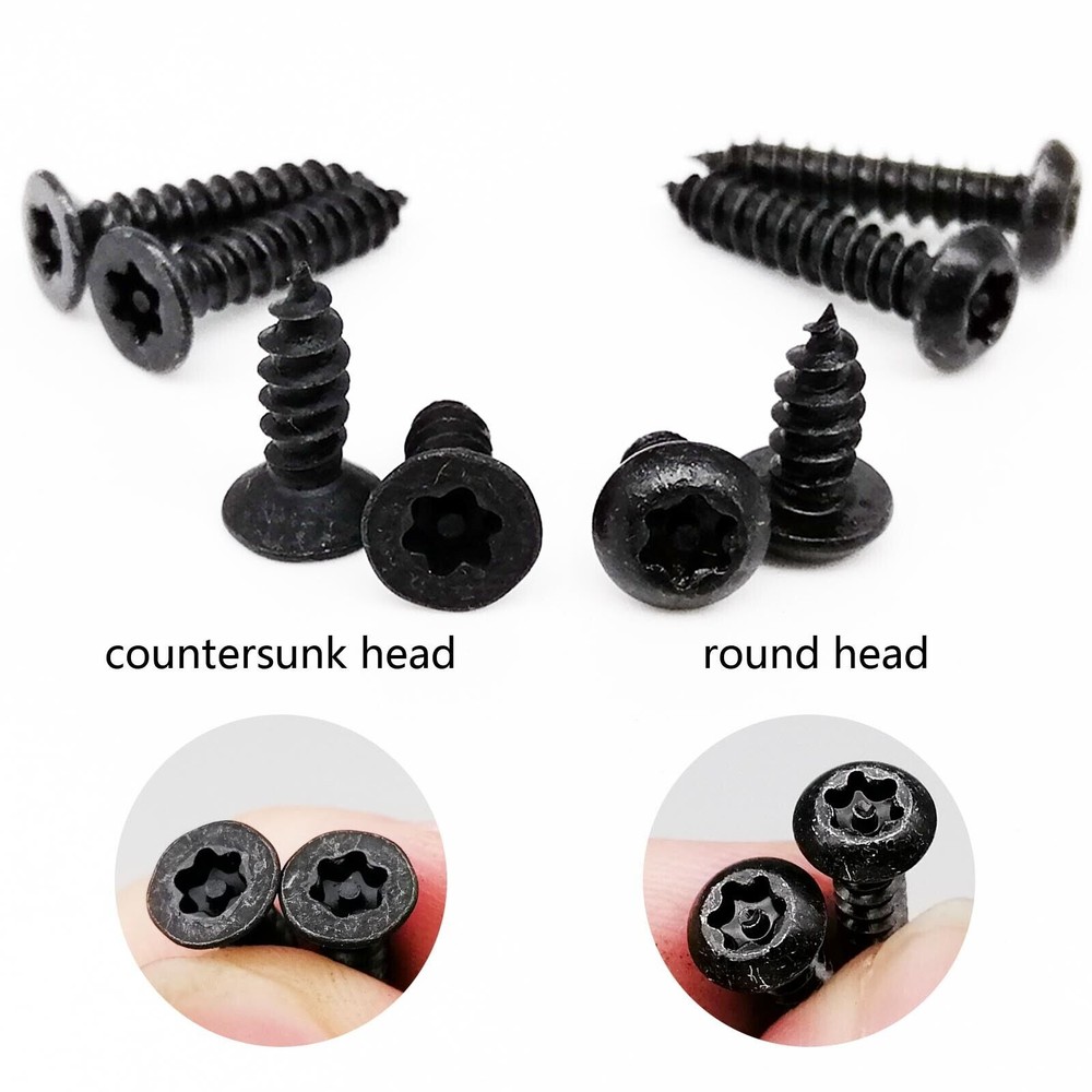 20pcs M3 M4 Black Pin Torx Pan Button Flat Head Security Self-tapping Wood Screw