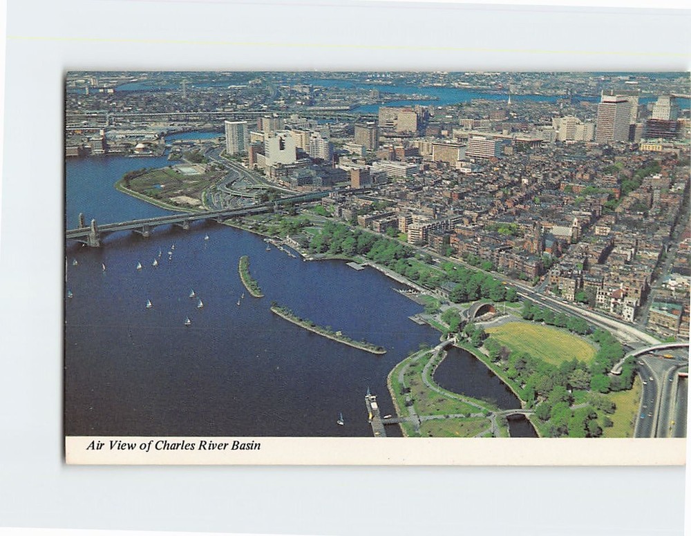 Postcard Air View of Charles River Basin Massachusetts USA