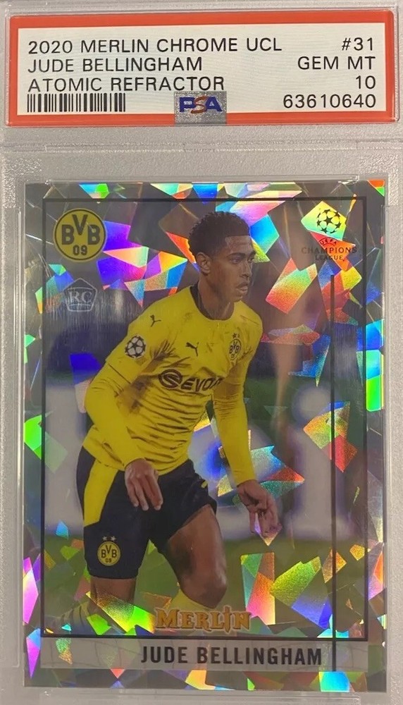 Jude Bellingham 2020 Topps Merlin Atomic Cracked Ice /250 Rookie PSA 10 POP 30