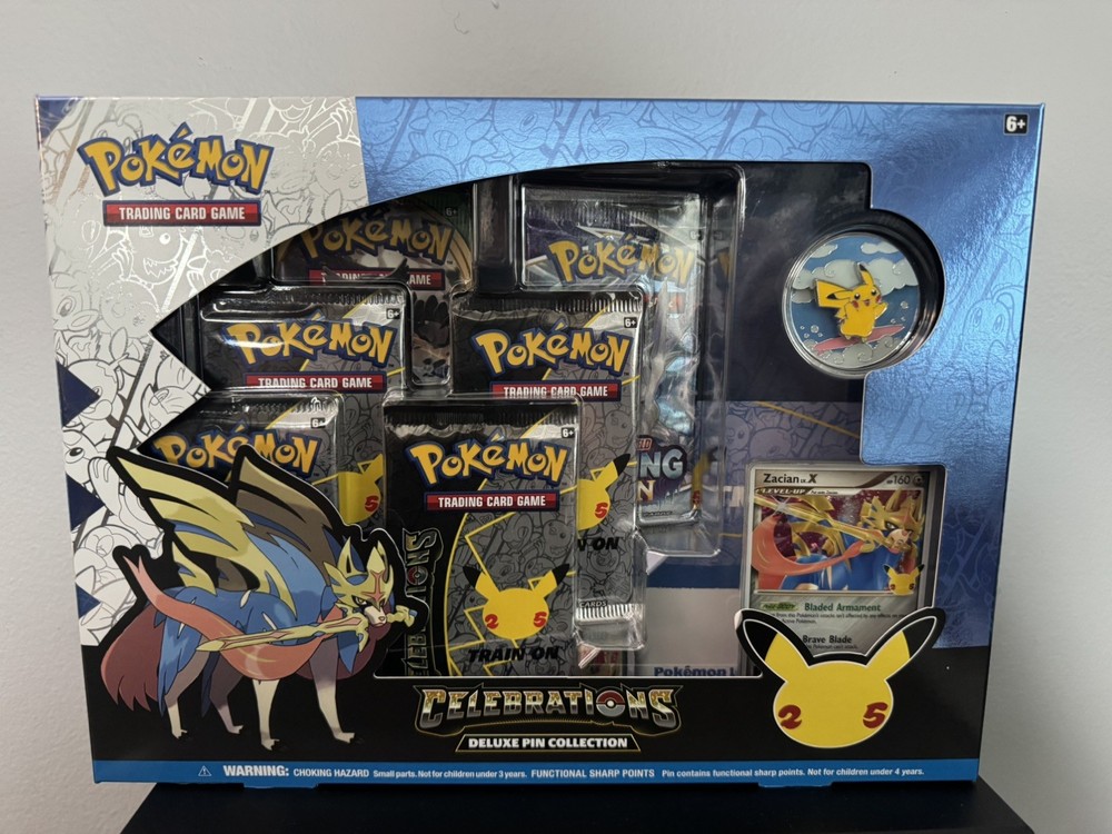 Pokemon TCG Celebrations 25th Zacian Deluxe Pin Collection Box New Sealed