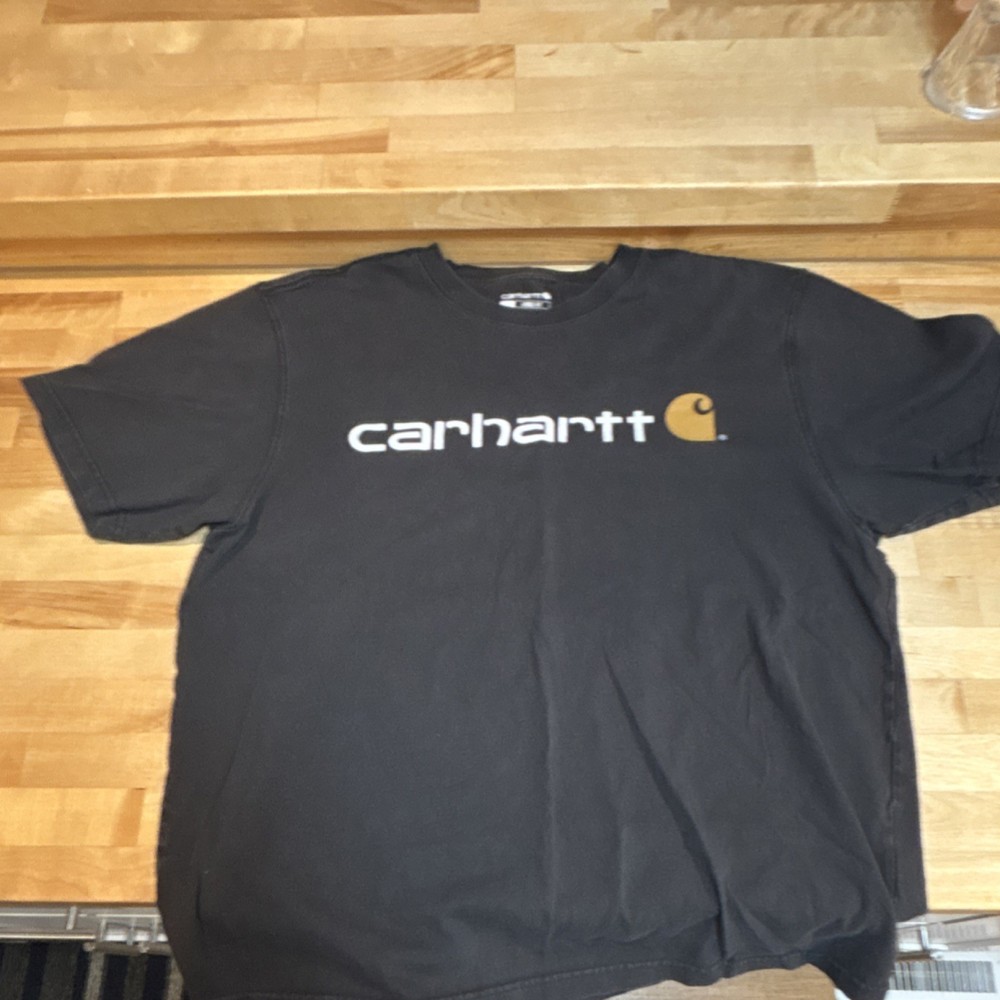 Carhartt Loose Fit Black Cotton Logo Men's T-Shirt L Crew Neck Short Sleeve