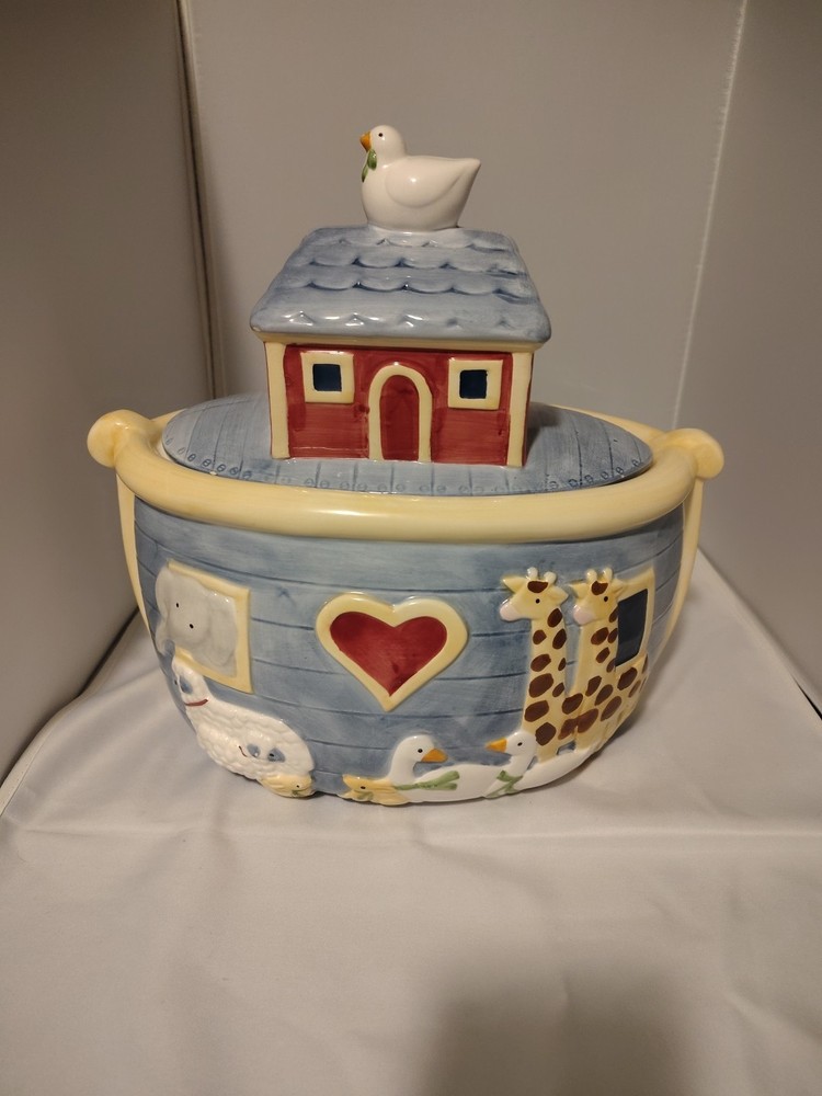 Large Noah's Ark Ceramic Cookie Jar Certified International Susan Winget