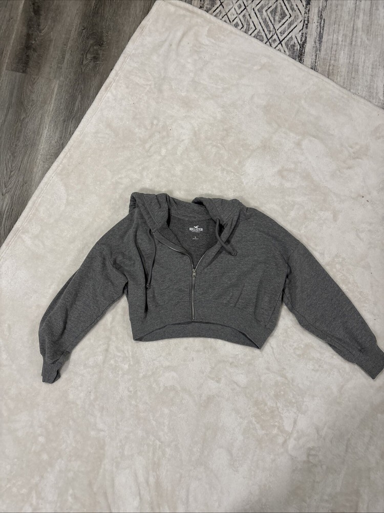 Hollister Women’s Cropped Zip Up Jacket, Gray, Size S