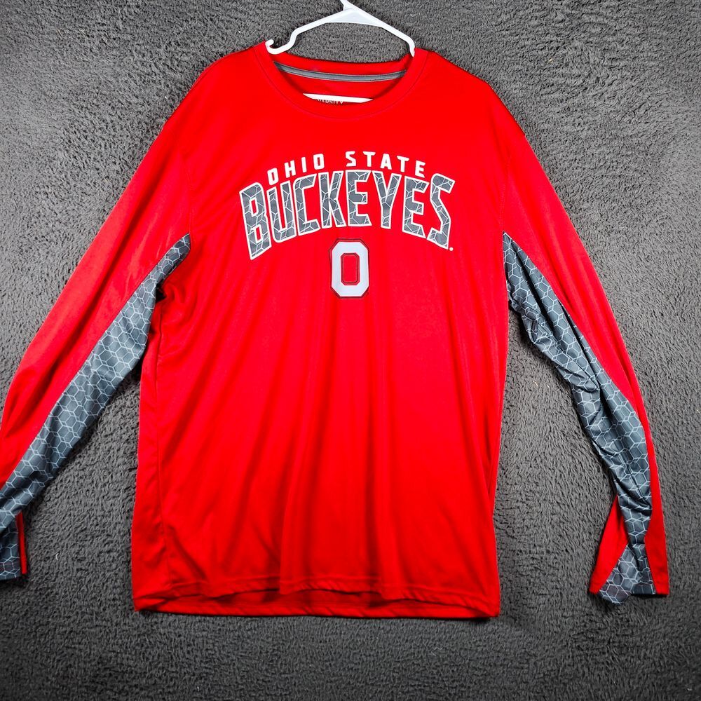Ohio State Buckeyes Athletic Long Sleeve Performance Shirt Red Gray XXL