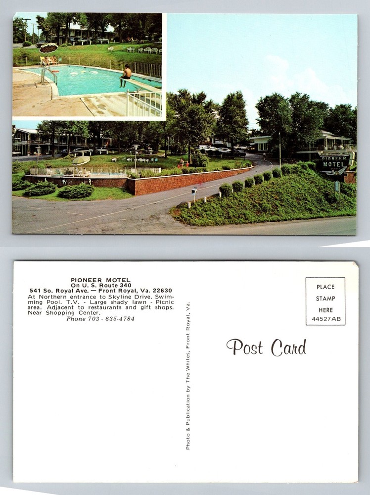 Front Royal, VA-Virginia, Pioneer Motel Swimming Pool and Lawn Vintage Postcard