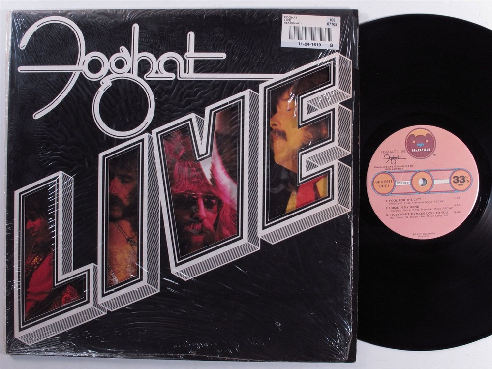 FOGHAT Live BEARSVILLE LP VG+ die-cut cover SHRINK d