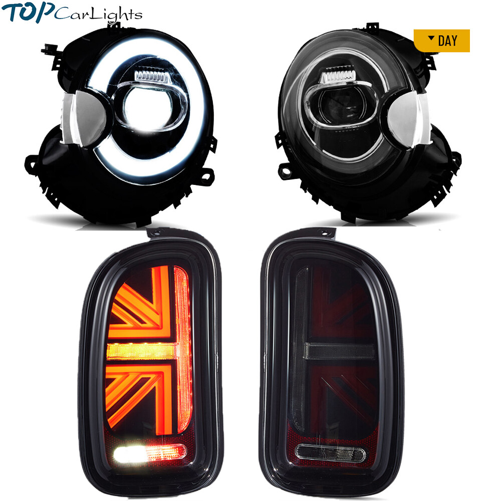 VLAND LED Headlights Smoked Tail Lights for 2007-2013 Mini Cooper Clubman R55
