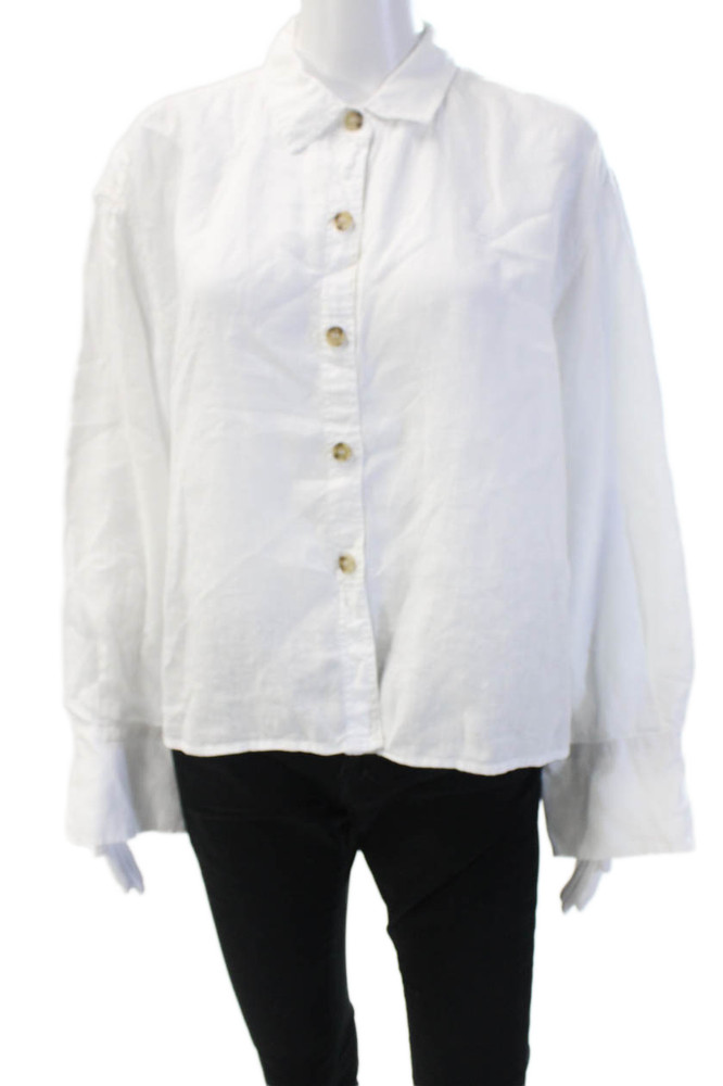 Velvet Womens Basic White Linen Button-Up Blouse Long Sleeve Size MFree Shipping in US $100+ Orders | $6.95 Orders Below