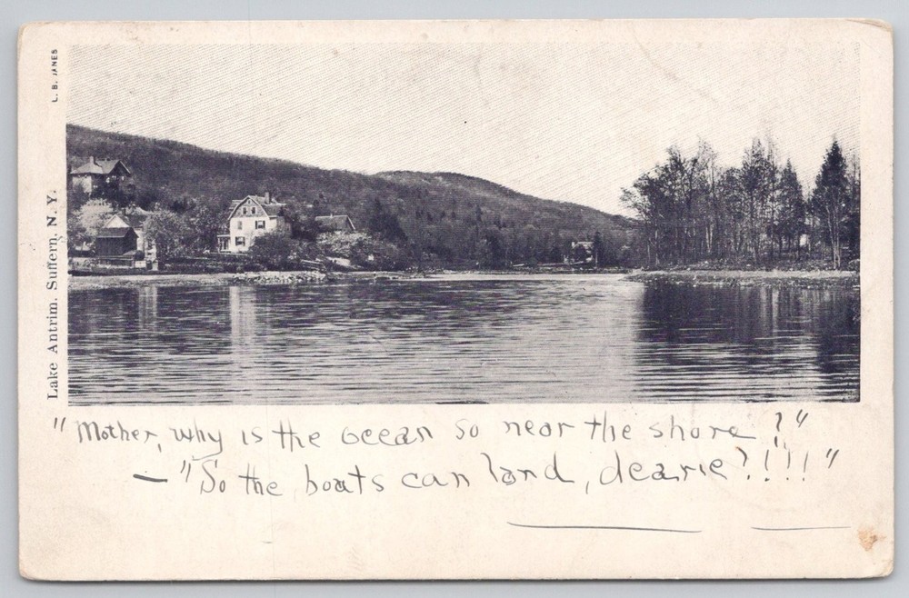 Lake Antrim Suffern NY 1905 Postcard - Humorous Handwritten Verse