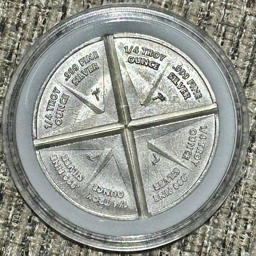 .999 Fine Silver Round 1 oz Total, 4 x 1/4 oz Each, Divisible, Breakable Pieces
