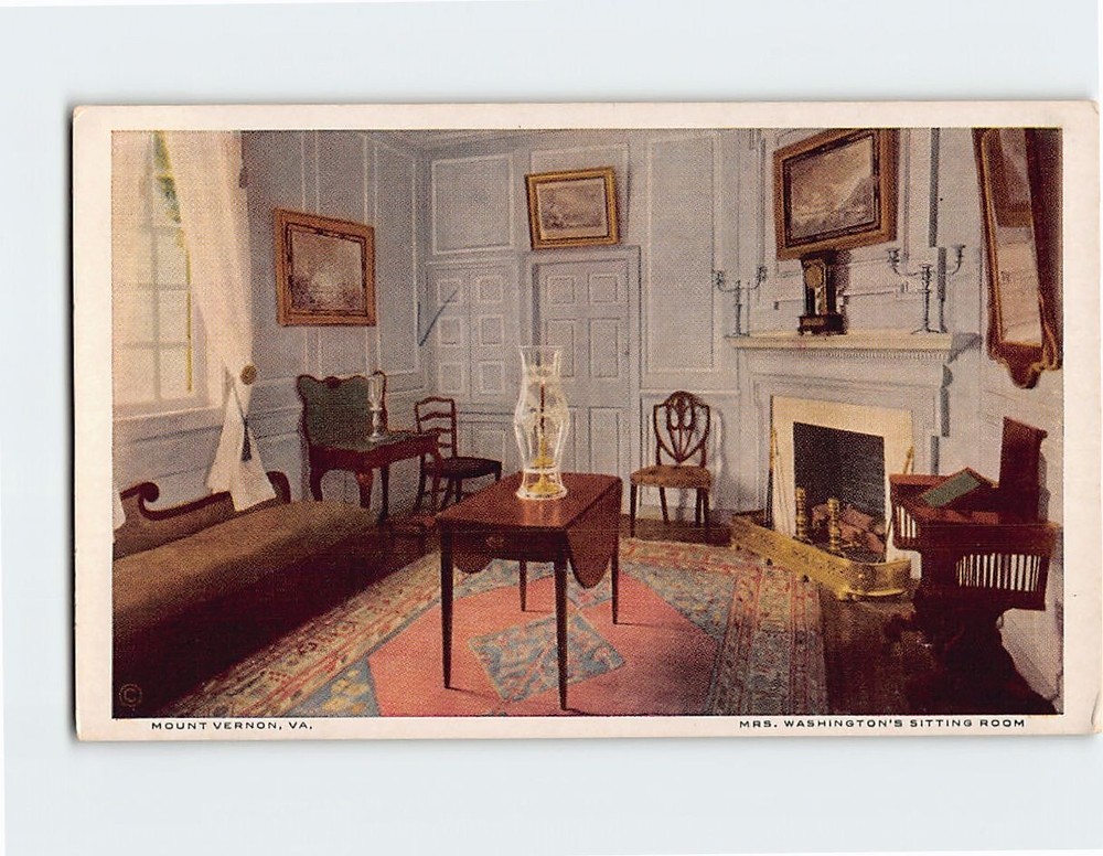 Postcard Mrs. Washington's Sitting Room Mount Vernon Virginia USA