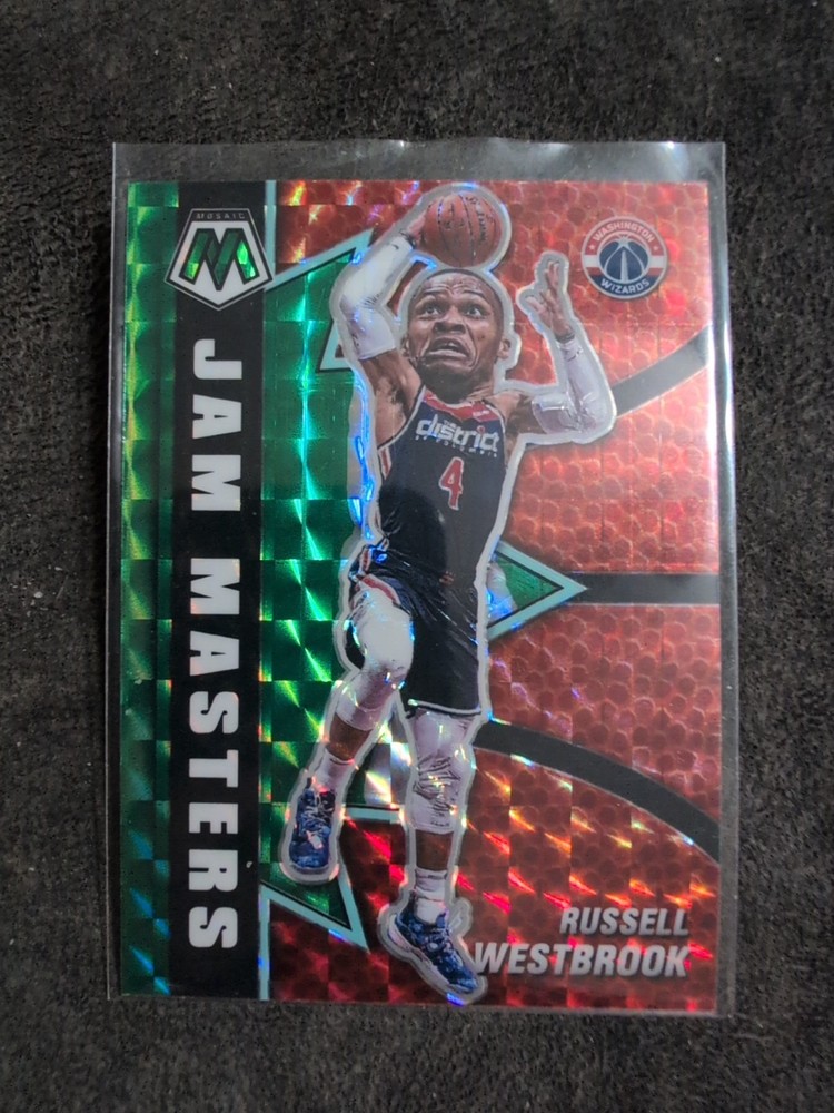 2020-21 Panini Mosaic #4 Russell Westbrook Jam Masters Green Prizm Wizards