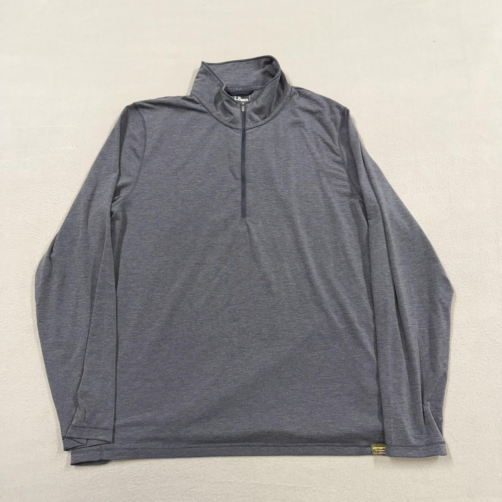 L.L. Bean Pullover Mens Large Gray 1/4 Zip Long Sleeve Performance Stretch Top