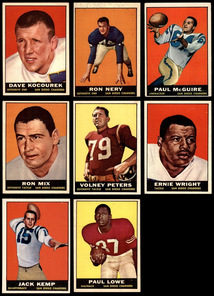 1961 Topps San Diego Chargers Team Set 4.5 - VG/EX+ 7254524