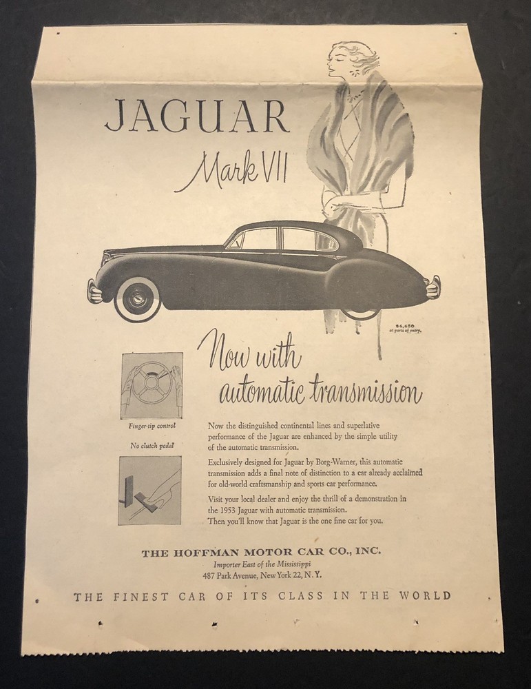 Vintage RARE Newspaper Ad 1950’s Jaguar Car Automobile 0C25