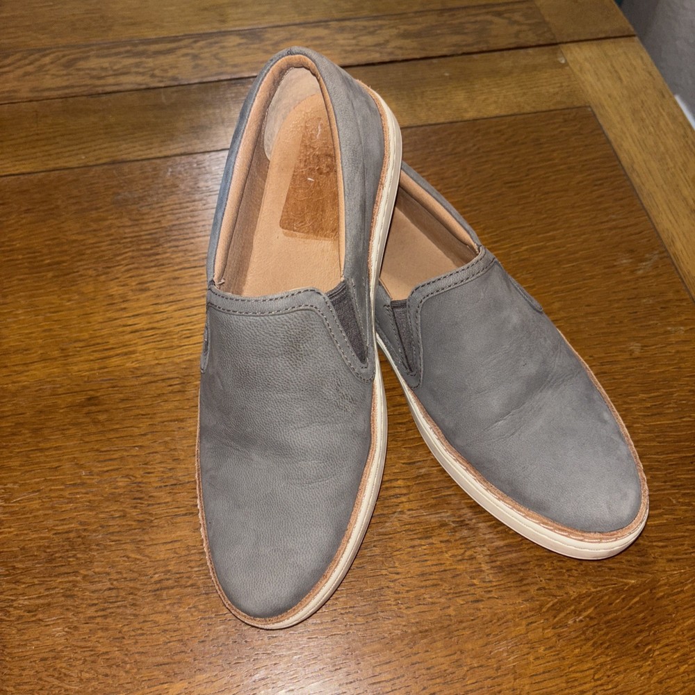 UGG Women's Slip On Sneakers Size 6.5 Gray Leather Loafer Flats Shoes
