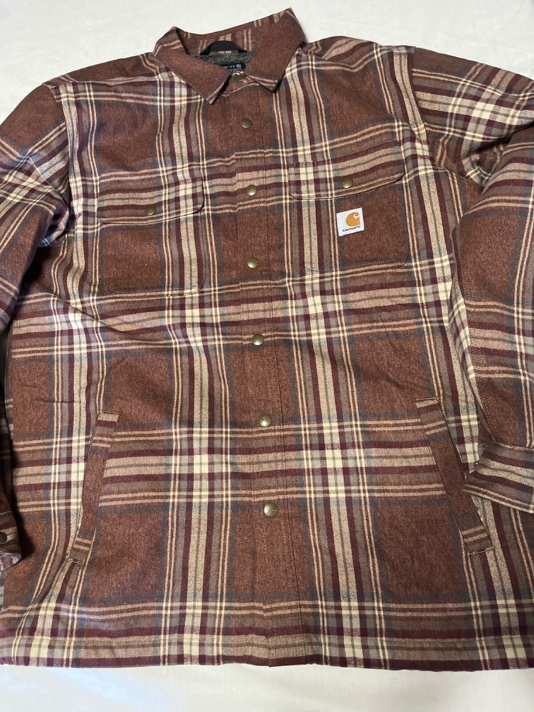 Carhartt Sherpa-Lined Flannel Plaid Jacket for Men Size Large