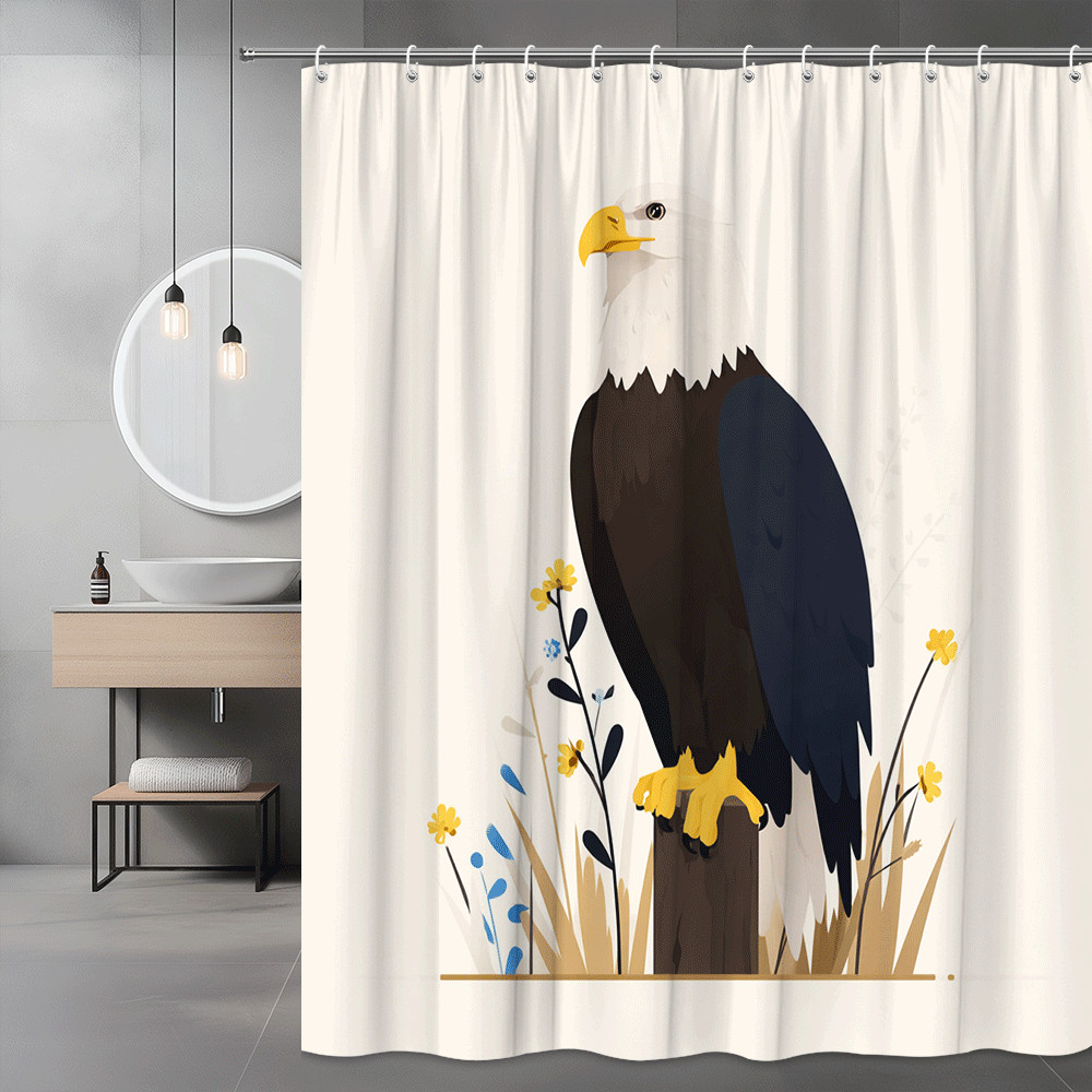 Bald Eagle Floral Shower Curtain Nature Bird Print