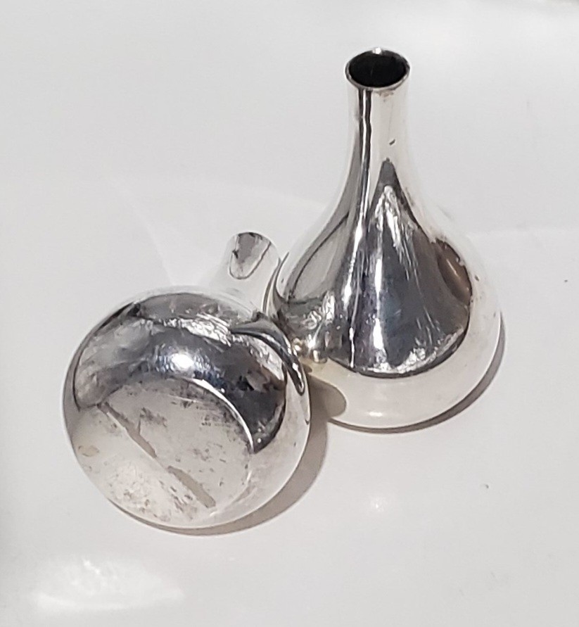 Vtg (2)Dansk Designs Denmark Silverplate Onion Candle Stick Holders Silver 1960s