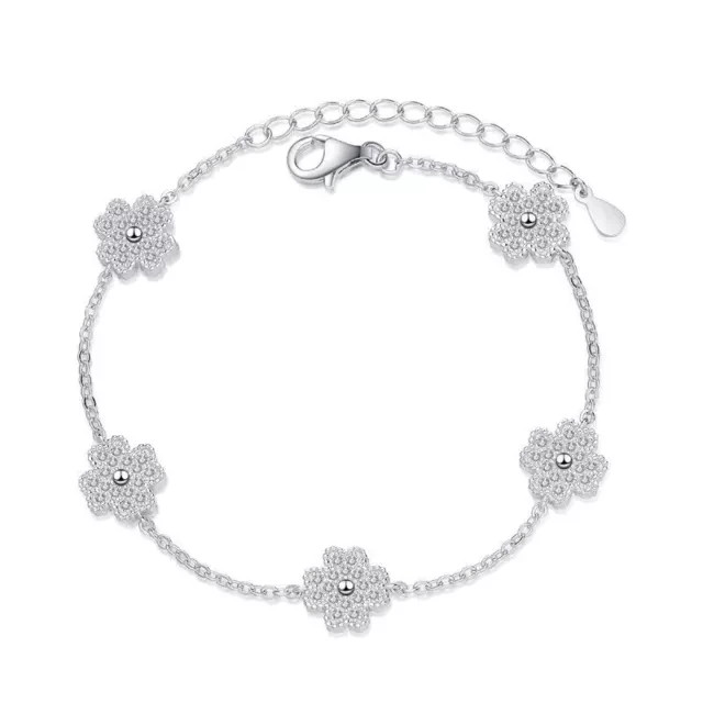 14K White Gold Plated 0.64Ct Lab-Created Diamond Linked Bracelet for Women 7 Inch