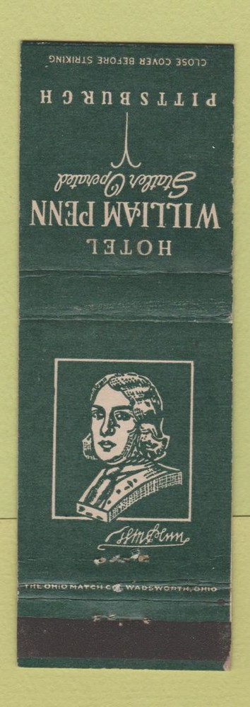 Matchbook Cover - Hotel William Penn Statler Pittsburgh PA