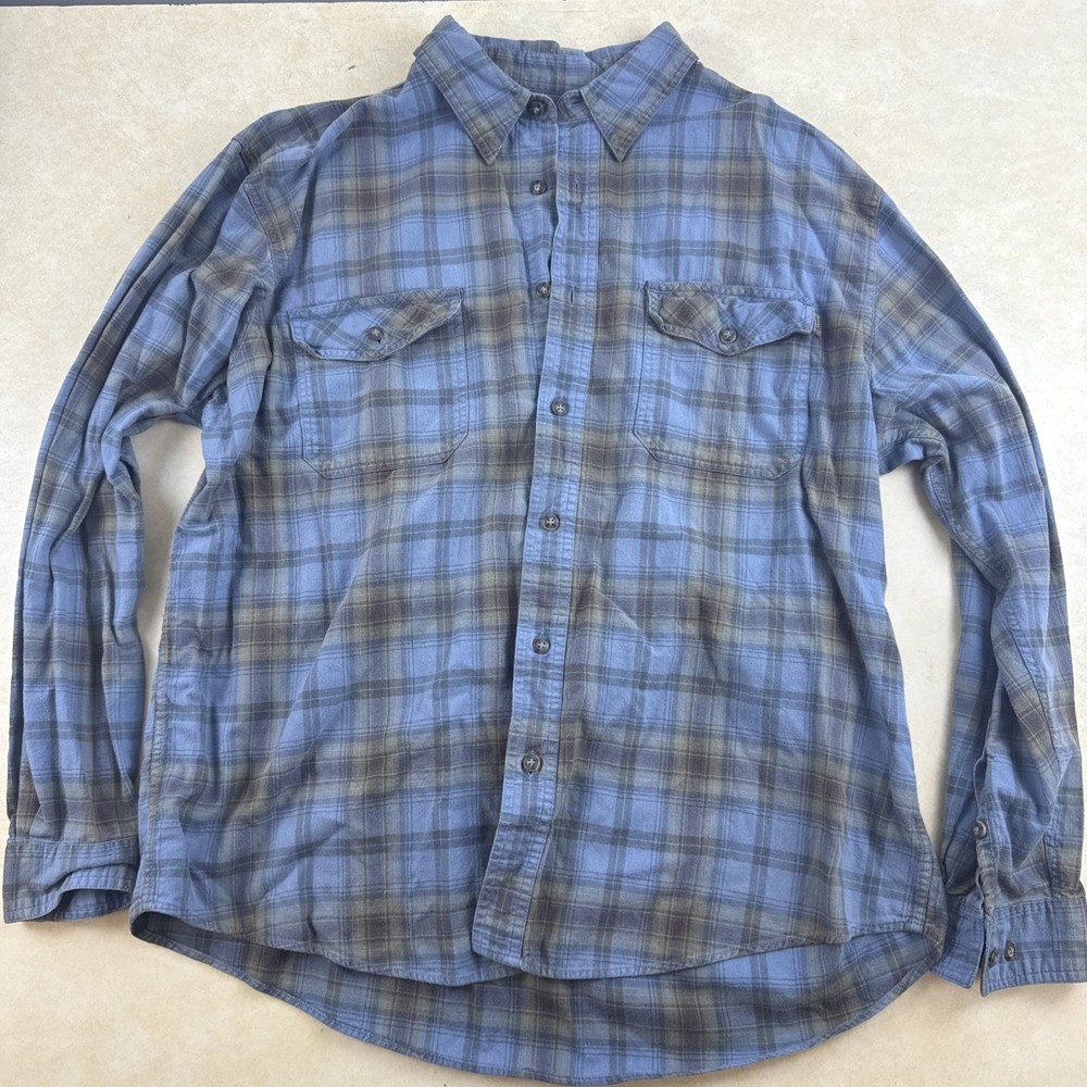 Royal Robbins - Flannel Check Blue Long Sleeve Button-Up Shirt XL