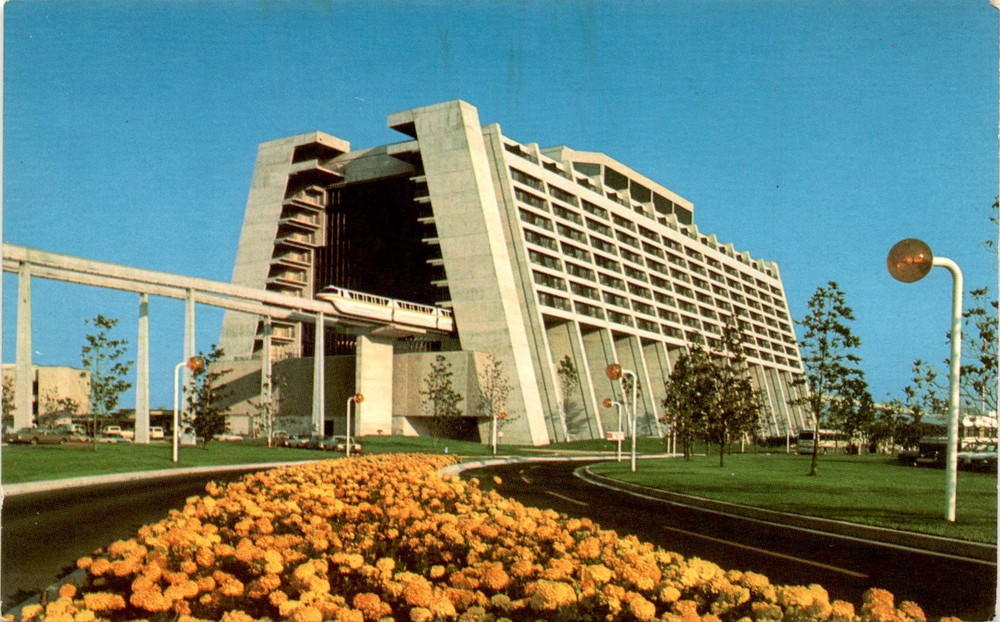 Walt Disney World, Contemporary Resort, Monorail Trains, Vacation Postcard