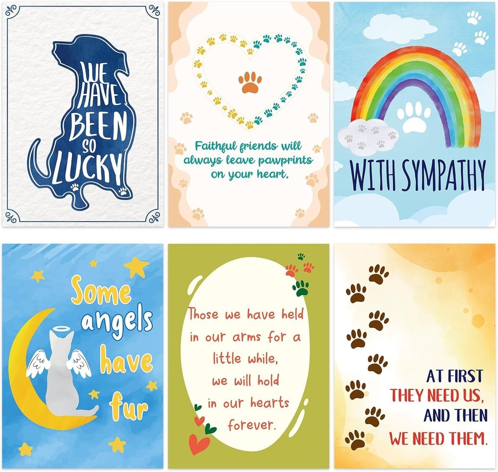 Fancy Land 18 Pcs Pet Sympathy Cards with Envelopes for Loss of Pet Dog Cat C