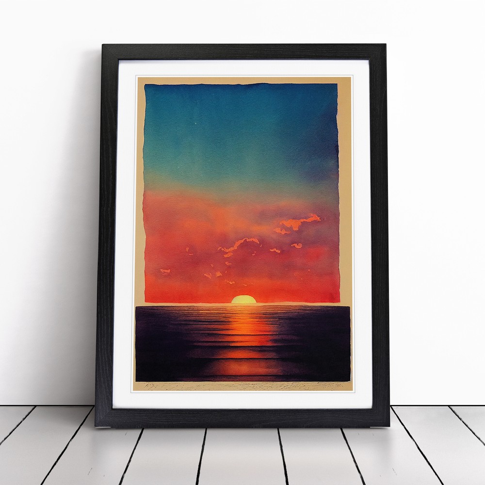 Pleasant Ocean Sunset Wall Art Print Framed Canvas Picture Poster Decor