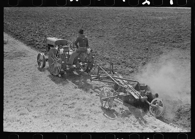 Breaking virgin soil with tractor,plow,El Indio,Texas,TX,FSA,Farm Life,1939