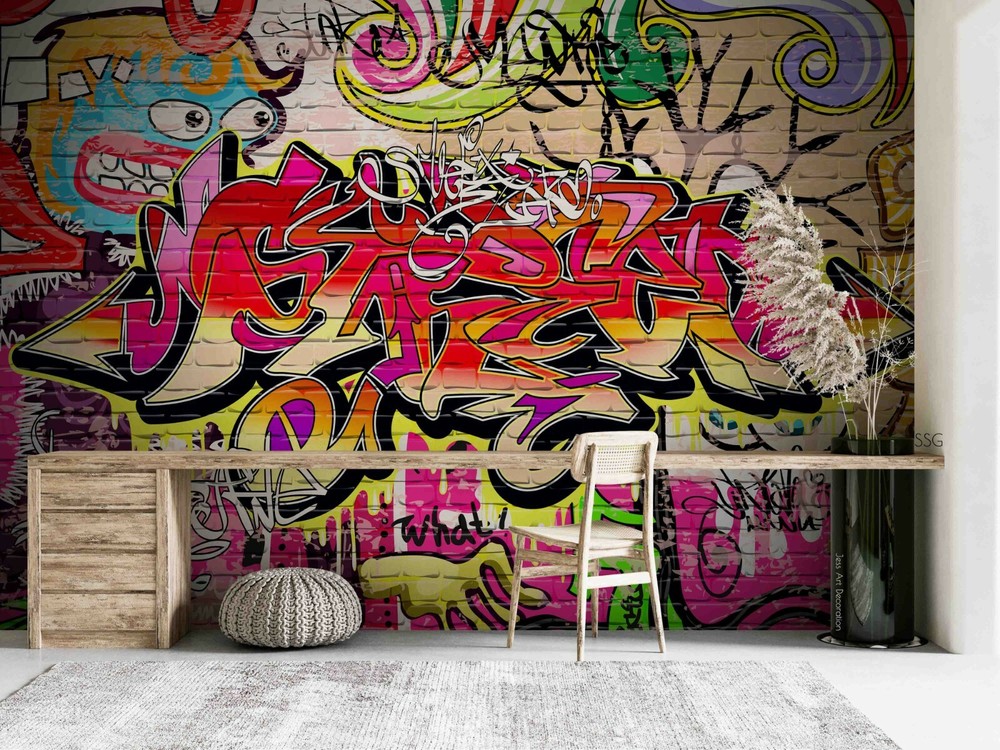 3D Abstract Artistic Graffiti Self-adhesive Removable Wallpaper Murals Wall 165-image