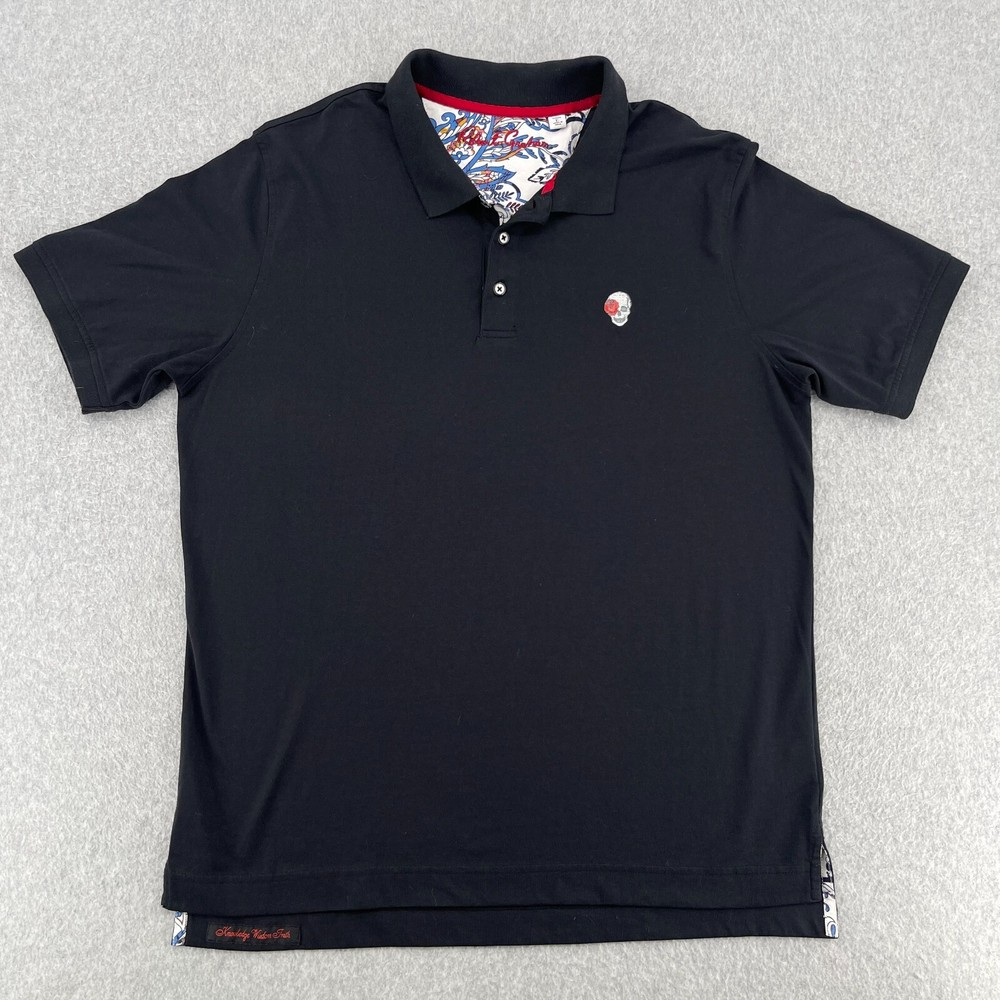 Robert Graham Shirt Men's Large Solid Black Short Sleeve Classic Designer Polo