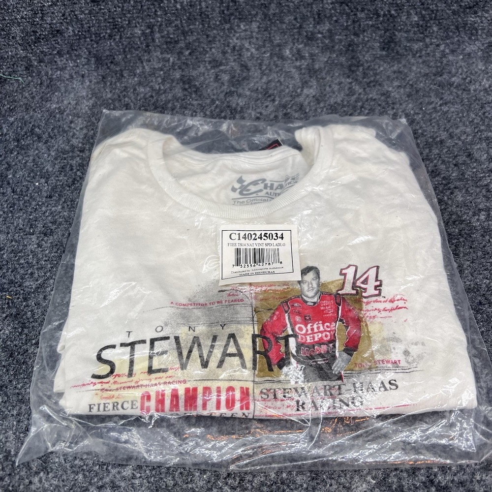 NEW Tony Stewart Nascar Racing T-Shirt #14 White  Chase Authentics Stewart-Haas