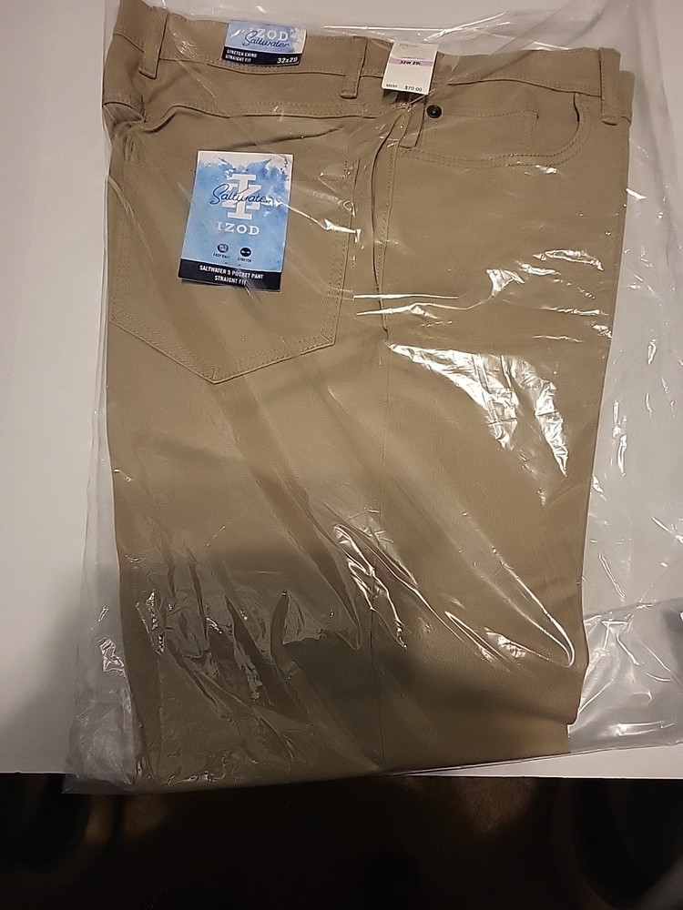 Mens Izod Saltwater Stretch Chino Straight Fit.32W 29L New With Tags And Package