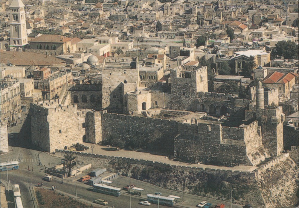 Jerusalem, Israel Bird's Eye View, Citadel & Jaffa Gate Vintage Postcard