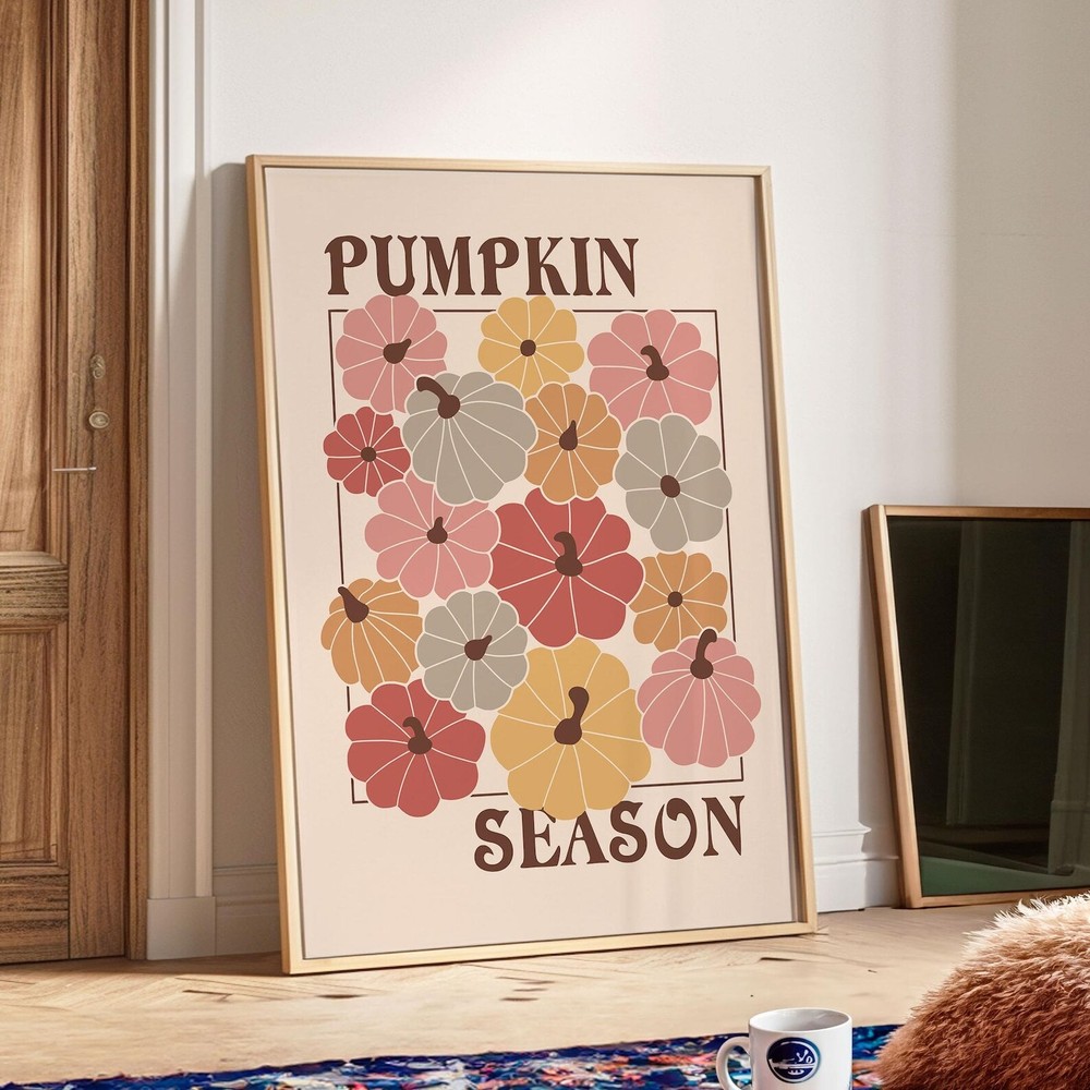 Boho Pumpkin Print Fall Wall Decor Retro Kitchen Poster Autumn Wall Art