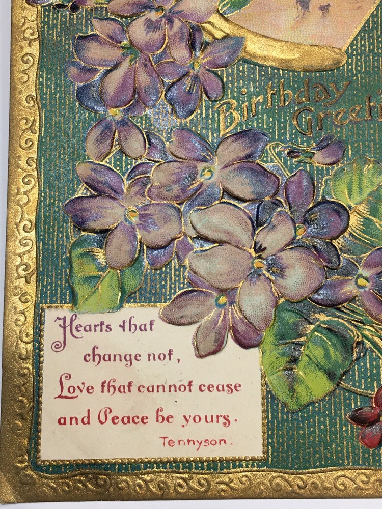 Antique 1910 Embossed Postcard Birthday Greetings Flowers! Correspondence! d1861
