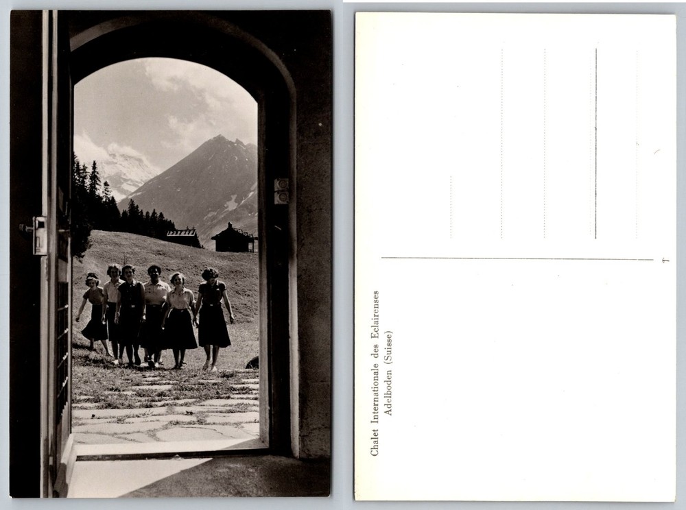 Adelboden Switzerland RPPC Girl Guides Chalet Alps Mountain View Vintage