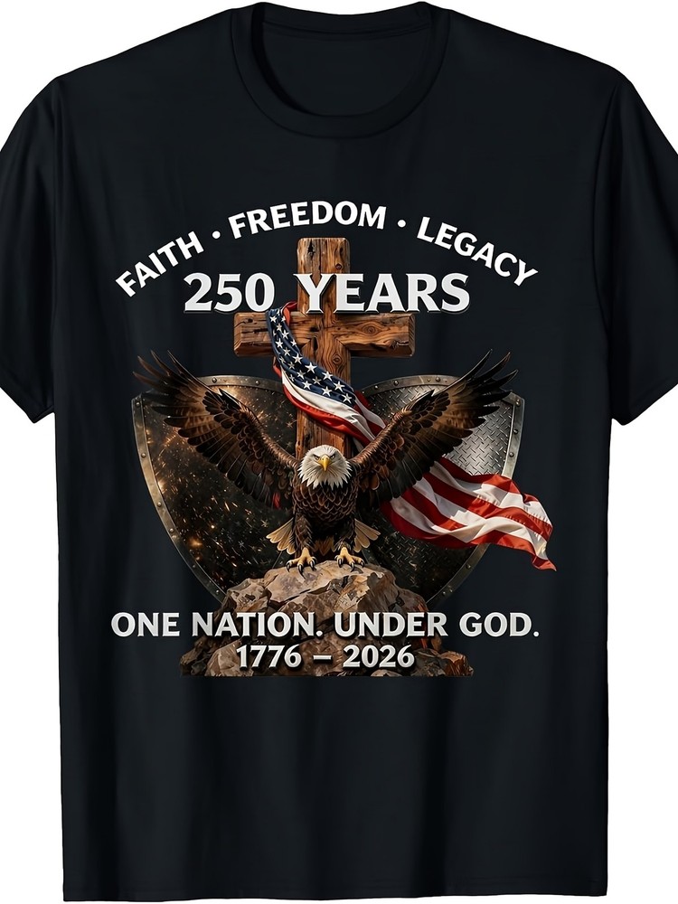 USA 250th Anniversary T Shirt 1776 2026 Eagle Patriotic July 4th Graphic Tee
