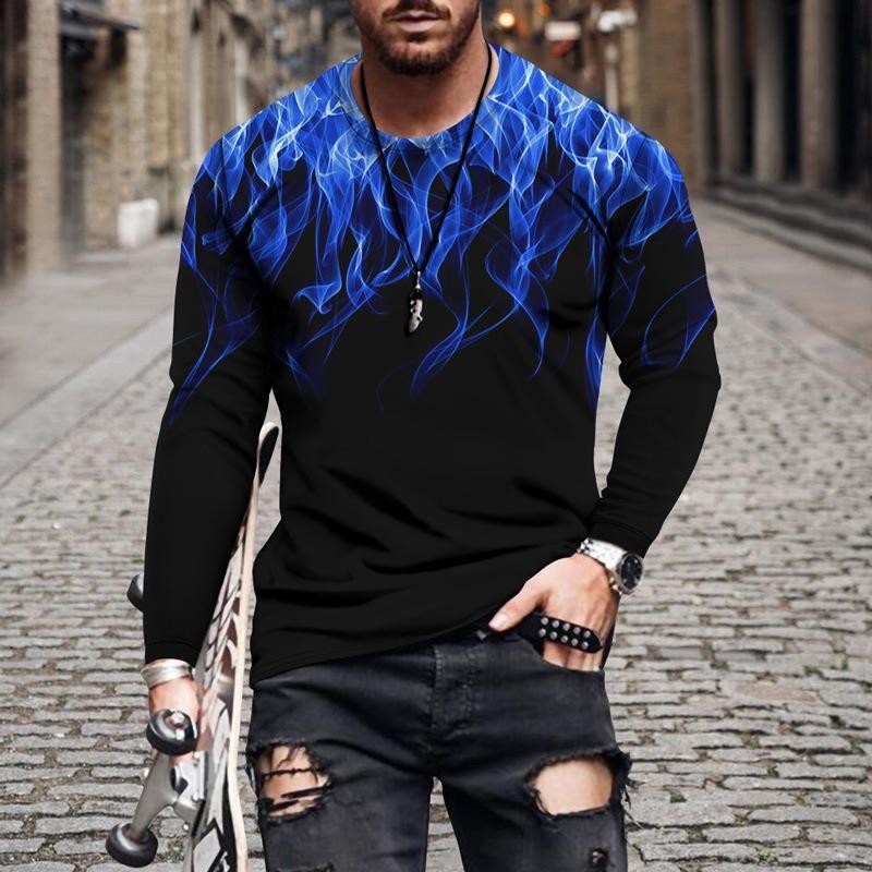 T Shirts Men Fashion Long Sleeve Graphic Silky Soft Novelty Casual T-Shirt Dress