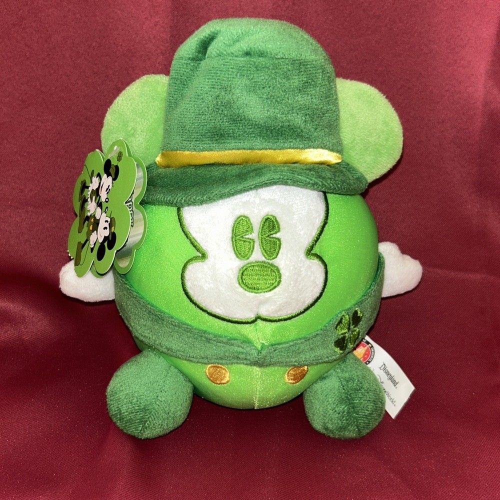 New Disney Parks Mickey Mouse Green Leprechaun Saint Patrick’s Day Round Plush