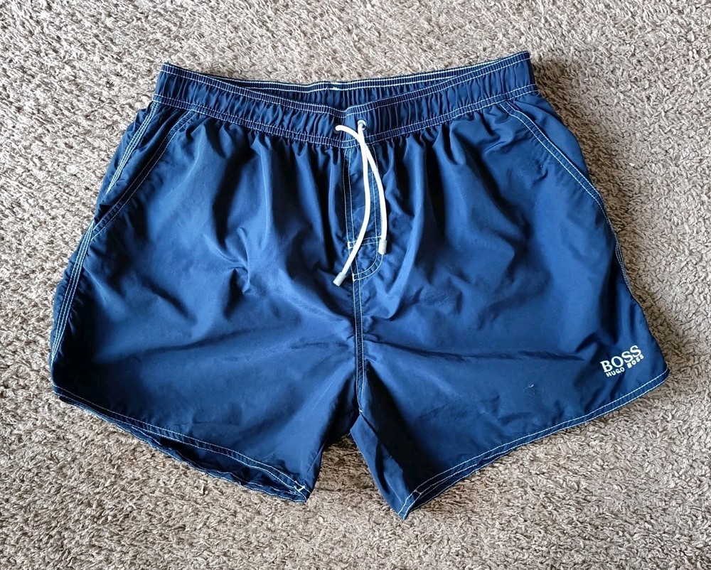 Hugo Boss Classic Swimming Shorts Men's Size L Navy Blue Waist 36-38 Pockets
