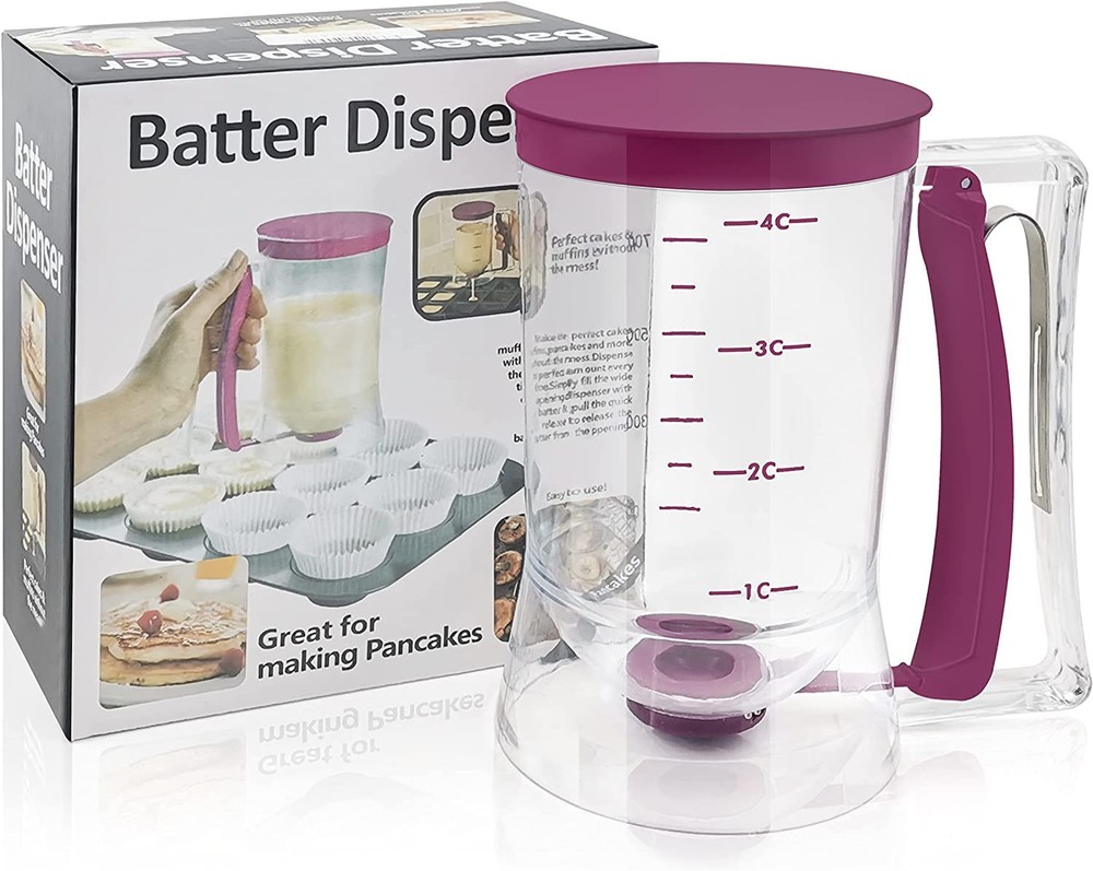 Pancake Cupcake Batter Dispenser with Measuring Marks for Perfect Baking