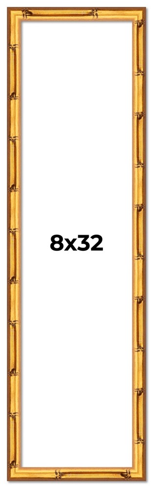 8x32 Frame Gold Bamboo Solid Wood Picture Frame | 1 Inch Moulding Width | Interi