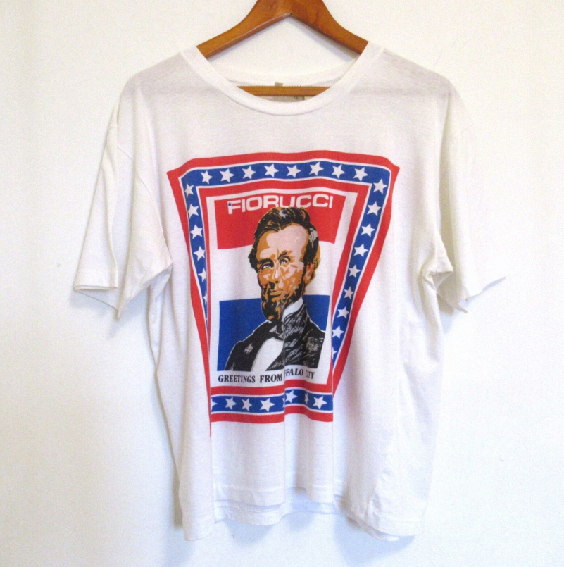 Vintage Fiorucci Shirt Mens Medium Single Stitch Abe Lincoln Graphic Pop 90s Tee