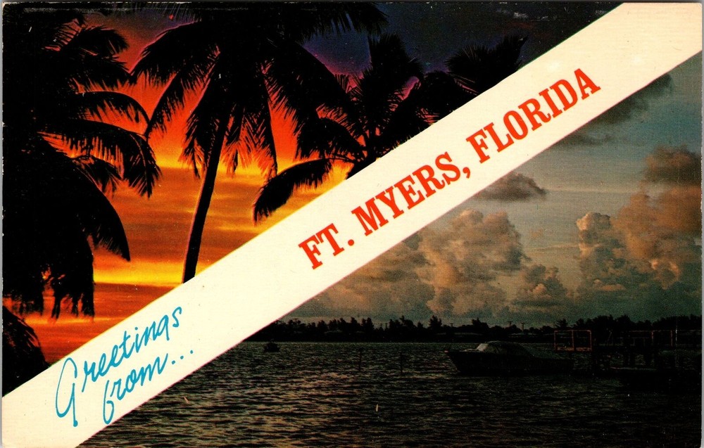 Fort Myers FL-Florida, Scenic Banner Greetings, Vintage Postcard